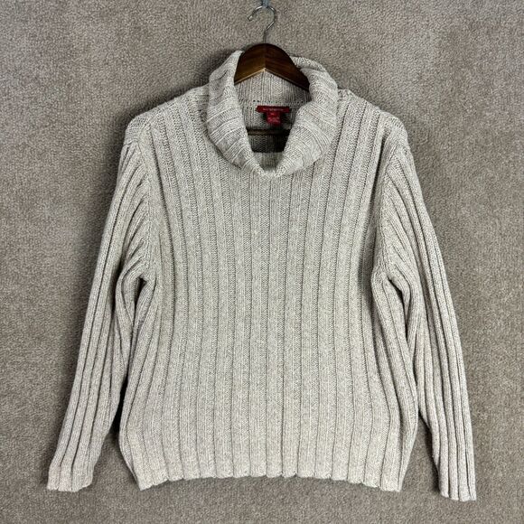 Sundance Sweaters - Sundance Sweater Womens Size XL Tan Cowl Neck Ribbed Pullover Cotton Silk Blend